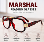 Marshell Rectangular Intelligent Zoom Reading Glasses with Gold Metal Accents for Men & Women- MRRGT