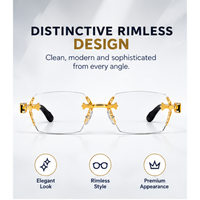 Rimless Gold & Black Premium Designer Single Vision Intelligent Zoom Reading Glasses for Men & Women - DRRG1