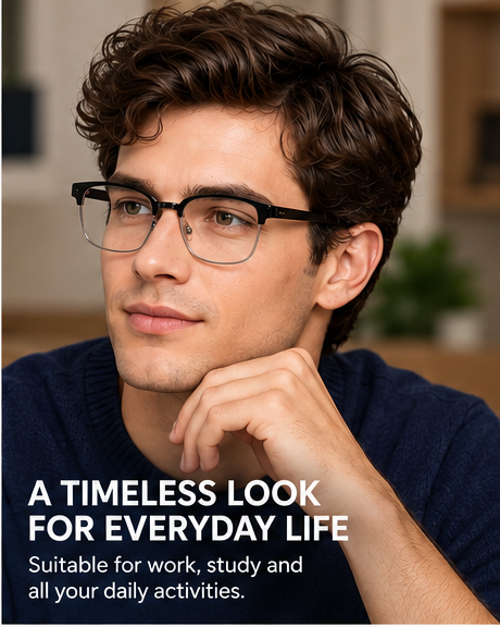Keymount Black Intelligent Zoom Bifocal Reading Glasses for Men & Women -3KBF