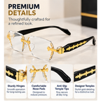 Rimless Gold & Black Premium Designer Single Vision Intelligent Zoom Reading Glasses for Men & Women - DRRG1