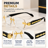 Rimless Gold & Black Premium Designer Single Vision Intelligent Zoom Reading Glasses for Men & Women - DRRG1