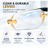 Rimless Gold & Black Premium Designer Single Vision Intelligent Zoom Reading Glasses for Men & Women - DRRG1