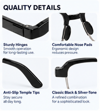 Keymount Black Intelligent Zoom Bifocal Reading Glasses for Men & Women -3KBF