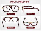 Marshell Rectangular Intelligent Zoom Reading Glasses with Gold Metal Accents for Men & Women- MRRGT