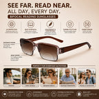 Bi-Focal Brown  Frame Flexible Intelligent Zoom  Reading Glasses - 1HFBRN