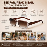Bi-Focal Brown  Frame Flexible Intelligent Zoom  Reading Glasses - 1HFBRN
