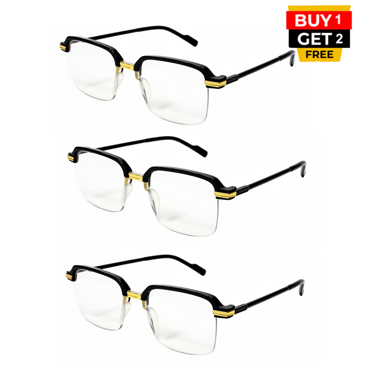 Stylish Black Golden Reading glasses For Men and Women -3GBRG