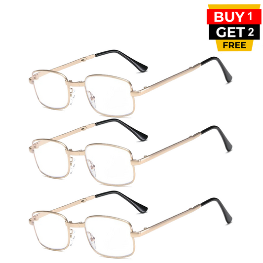 Metal Golden Foldable Adaptive One Power Reading Glasses (3MGFRG3)