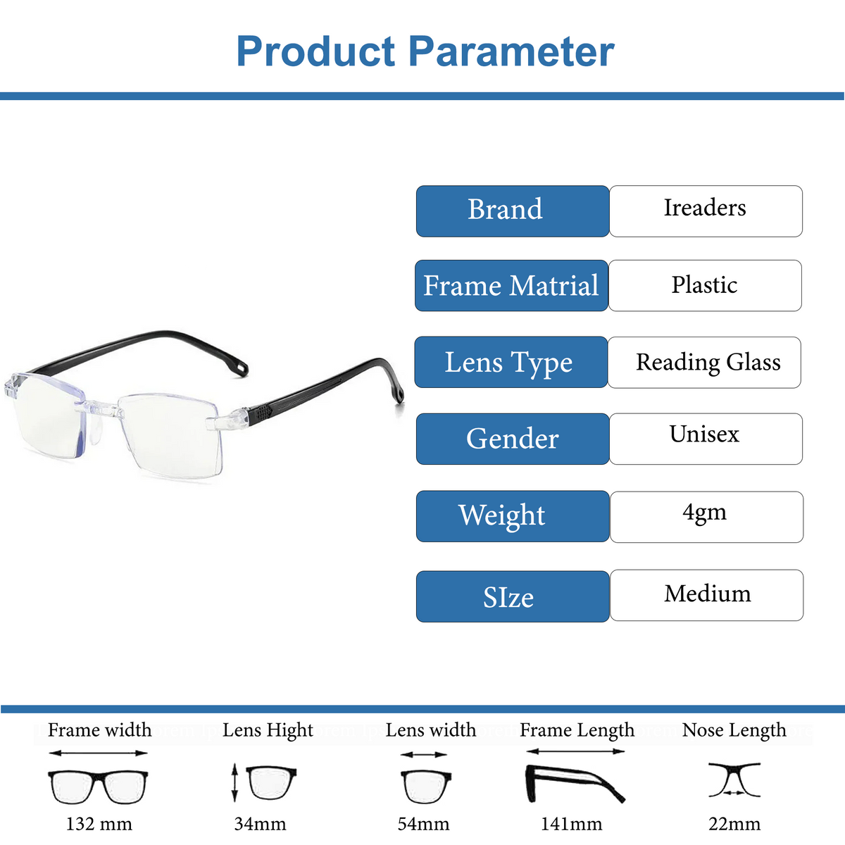 Photochromic Bifocal Intelligent Zoom Adaptive Reading Glasses (3PBF01)
