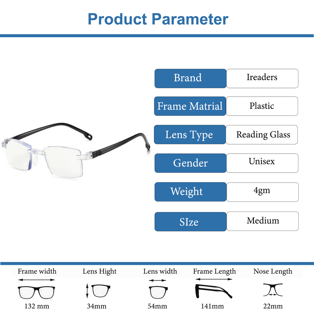Bi-Focal Rimless Adaptive Intelligent Zoom Reading  Glasses (3BFRG3)