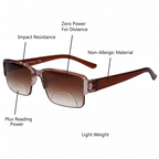 Bi-Focal Brown  Frame Flexible Intelligent Zoom  Reading Glasses - 1HFBRN