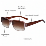 Bi-Focal Brown  Frame Flexible Intelligent Zoom  Reading Glasses - 1HFBRN
