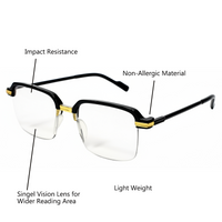 Stylish Black Golden Reading glasses For Men and Women -3GBRG