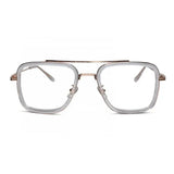 Transparent Gold Full Rim Rectangular Reading Glasses For Men LKE2229-TRANS GLD