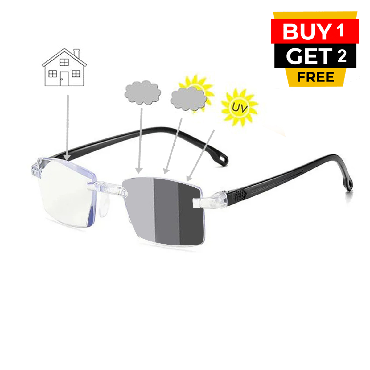 Photochromic Bifocal Intelligent Zoom Adaptive Reading Glasses (3PBF01)