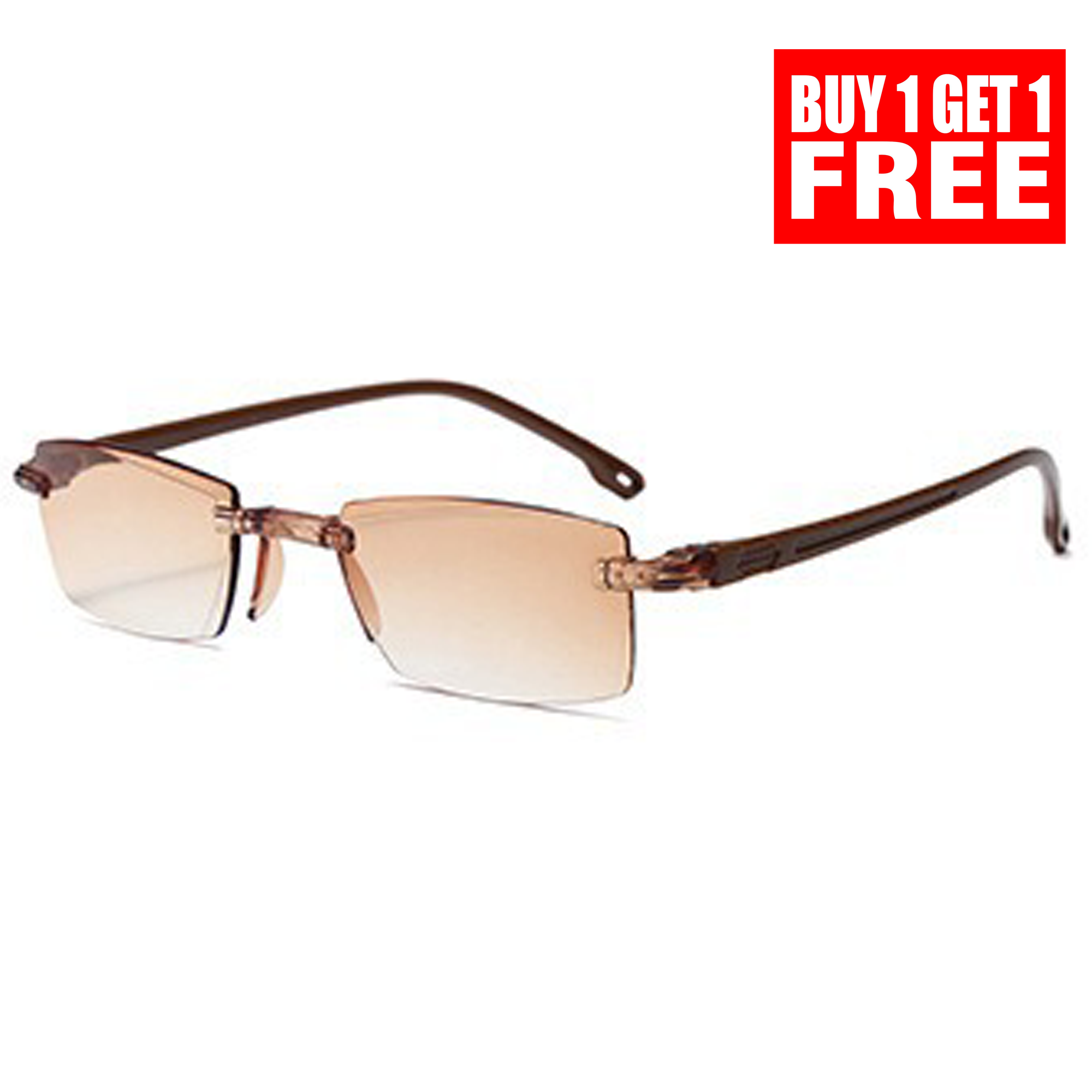 Rimless One Power Bi-Focal Brown Tint Reading Glasses(RBFRG2)