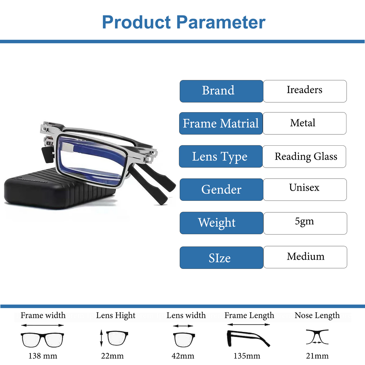 Metal Foldable One Power Intelligent Zoom Glasses (MFRG1)