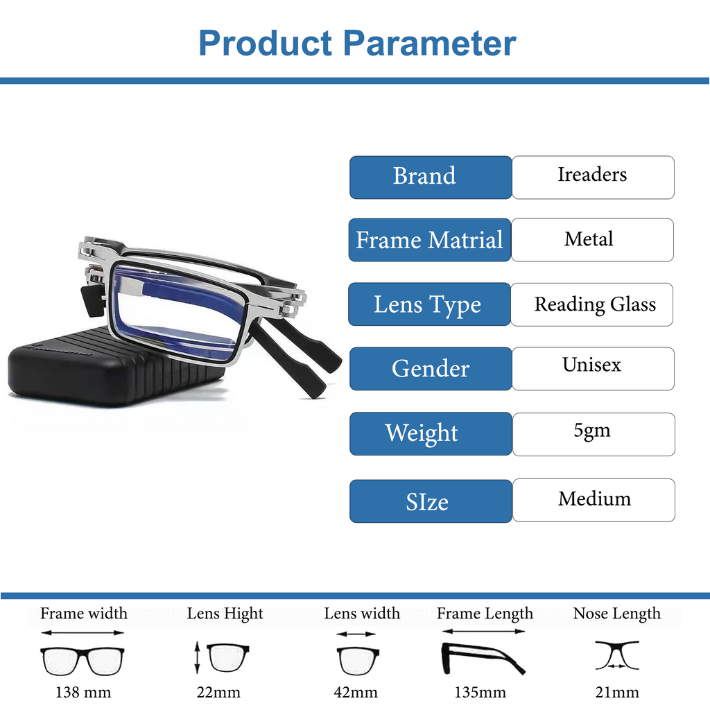 Metal Foldable One Power Intelligent Zoom Glasses (MFRG1)