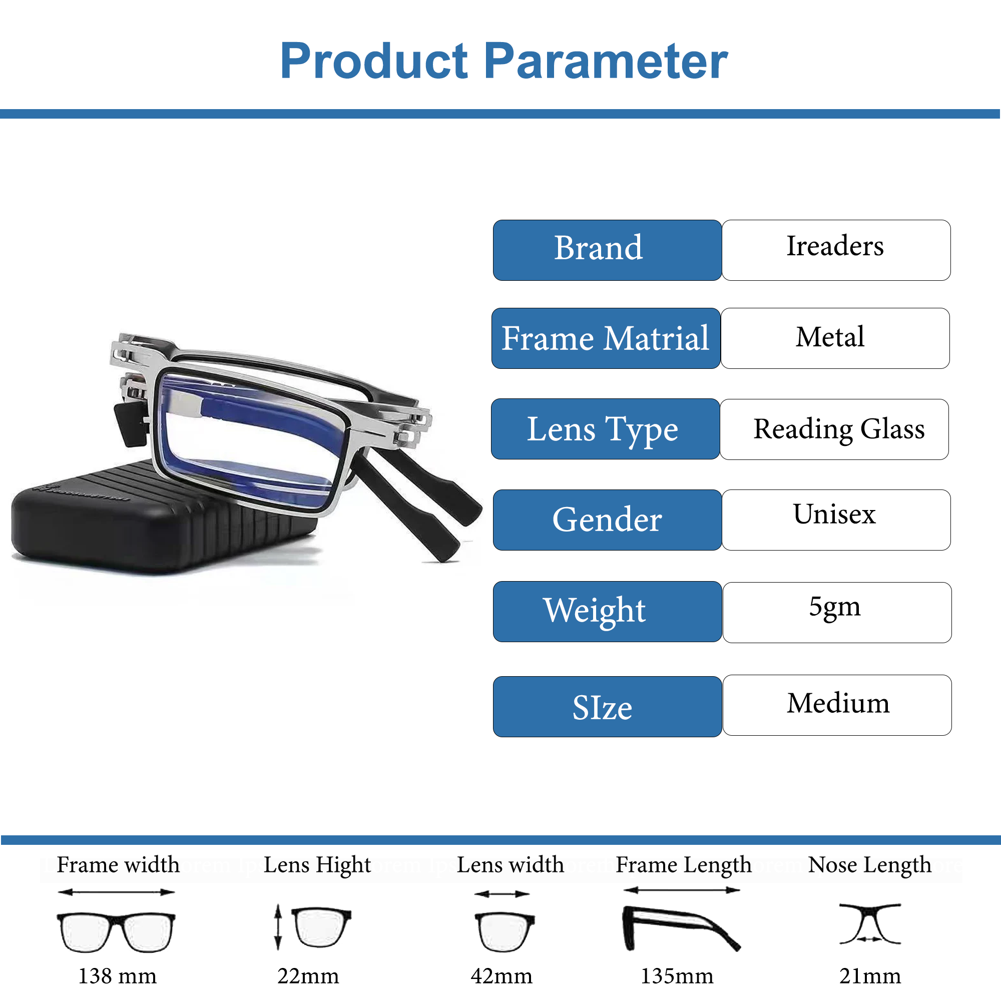 Metal Foldable One Power Intelligent Zoom Glasses (MFRG1)