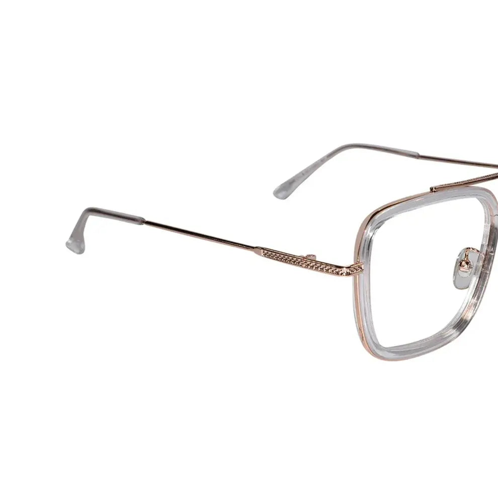 Transparent Gold Full Rim Rectangular Reading Glasses For Men LKE2229-TRANS GLD