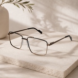 Gold Rectangular Antiglare Computer Glasses For Men ELE6008-GOLD