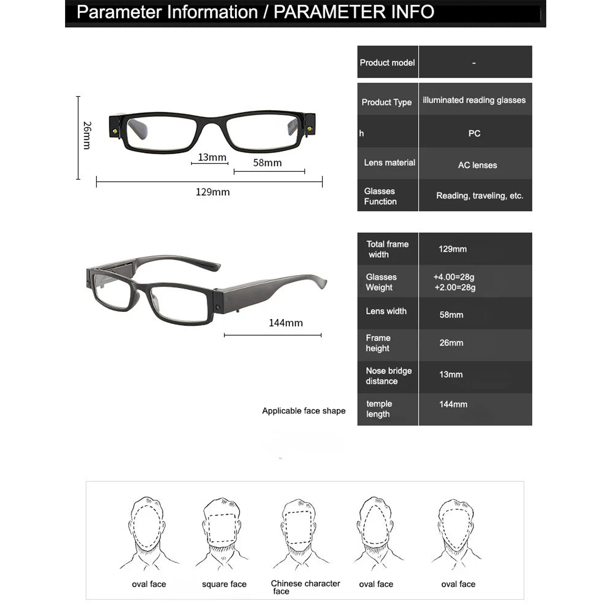 Led Light One Power Intelligent Zoom Reading glasses (LLORG1)
