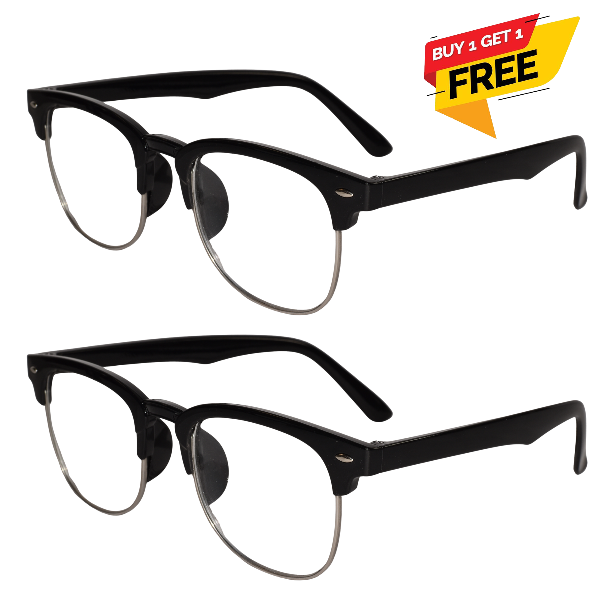 Designer Black Clubmaster Intelligent Zoom Bifocal Reading Glasses  for Men & Women (CMBF01)