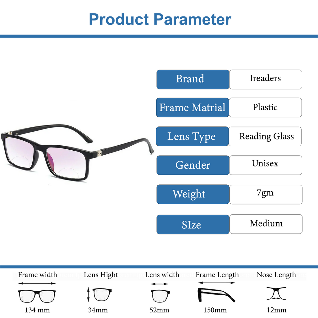 Bi-Focal Brown Tint full Frame Flexible One Power Reading Glasses(BFRG1)