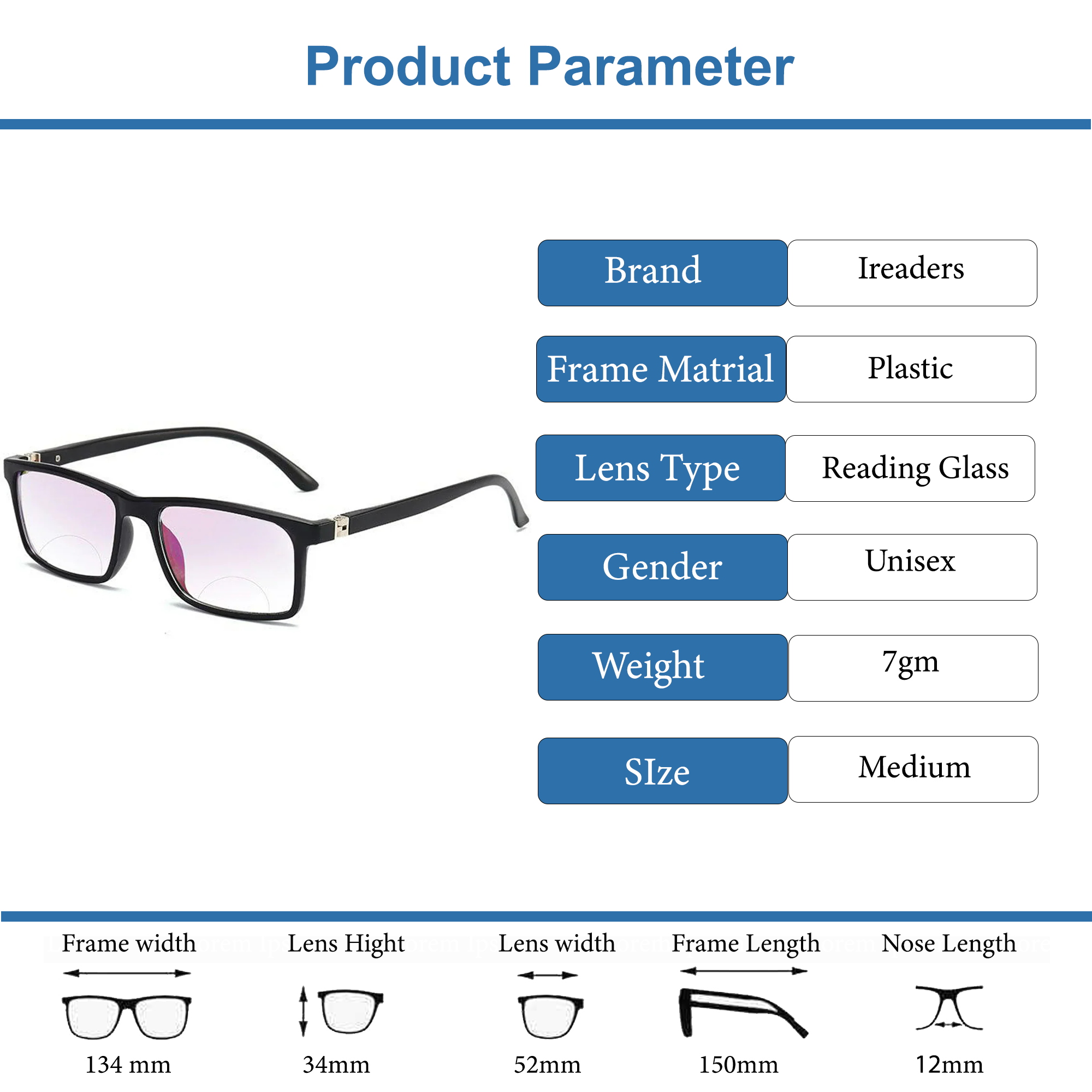 Bi-Focal Brown Tint full Frame Flexible One Power Reading Glasses(BFRG1)