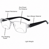 Bi-Focal Transparent  Frame Flexible Intelligent Zoom Reading Glasses - 1HFCL01-TRSNP