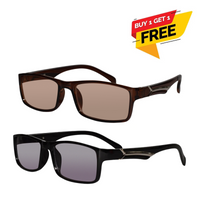 tinted reading support dual vision stylish dark brown  smart casual reading glasseswith lightweight  and stylish  frame 