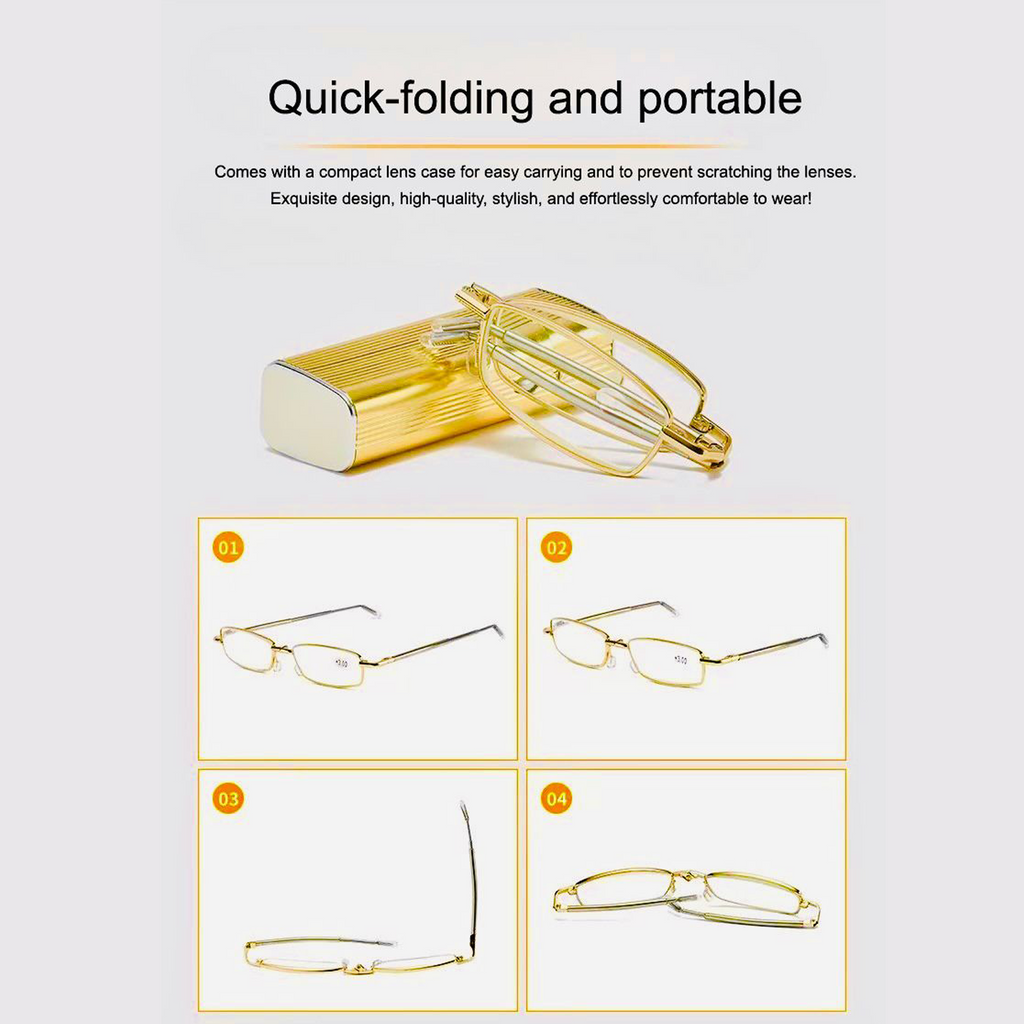 Metal Foldable Golden One Power Zoom Reading Glasses(MFRG2)
