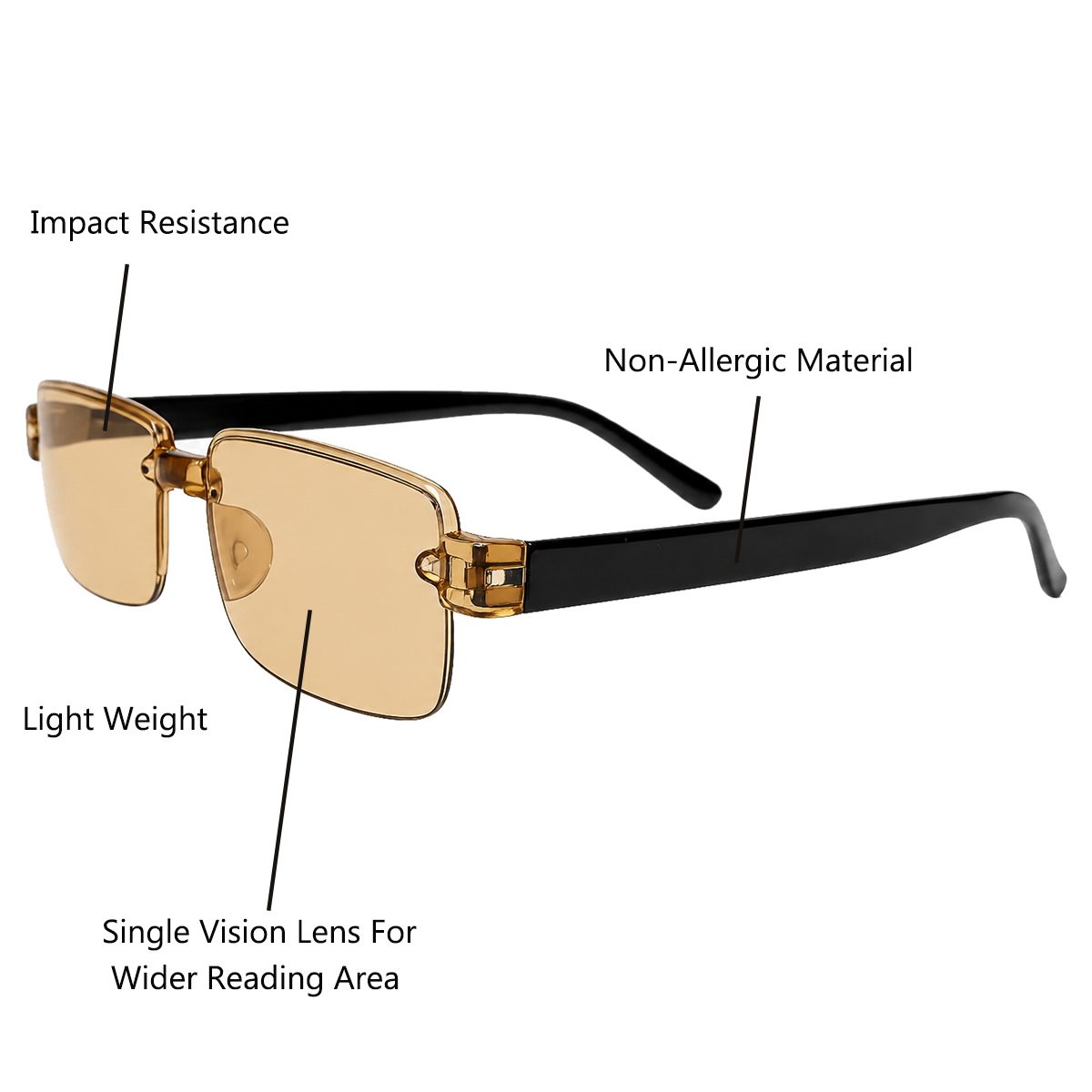 Single Brown  Frame Flexible One Power Reading Glasses - 3HFBR01-BRWN
