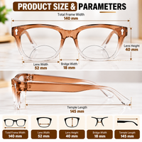 Rectanguler Black & Orange Bifocal Reading Glasses Pack of 2 for Men & Women - RBOBRG2