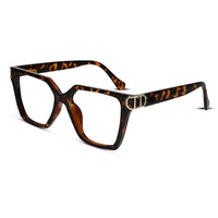Oversize White Designer Square Eyeglasses For Women LKE23044-Black