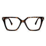 Oversize White Designer Square Eyeglasses For Women LKE23044-Black