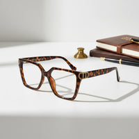 Oversize White Designer Square Eyeglasses For Women LKE23044-Black