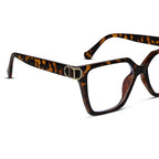 Oversize White Designer Square Eyeglasses For Women LKE23044-Black