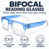 Black & Blue  Wayfarer Bifocal Reading Glasses Pack of 2 for Men & Women - BBWBRG2