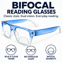 Black & Blue  Wayfarer Bifocal Reading Glasses Pack of 2 for Men & Women - BBWBRG2