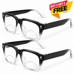 Rectanguler Black Bifocal Reading Glasses Pack of 2 for Men & Women - RBBRG2