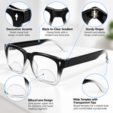 Rectanguler Black Bifocal Reading Glasses Pack of 2 for Men & Women - RBBRG2