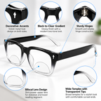 Rectanguler Black Bifocal Reading Glasses Pack of 2 for Men & Women - RBBRG2