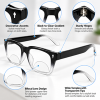 Rectanguler Black Bifocal Reading Glasses Pack of 2 for Men & Women - RBBRG2