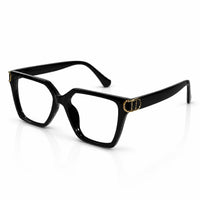 Oversize White Designer Square Eyeglasses For Women LKE23044-Black