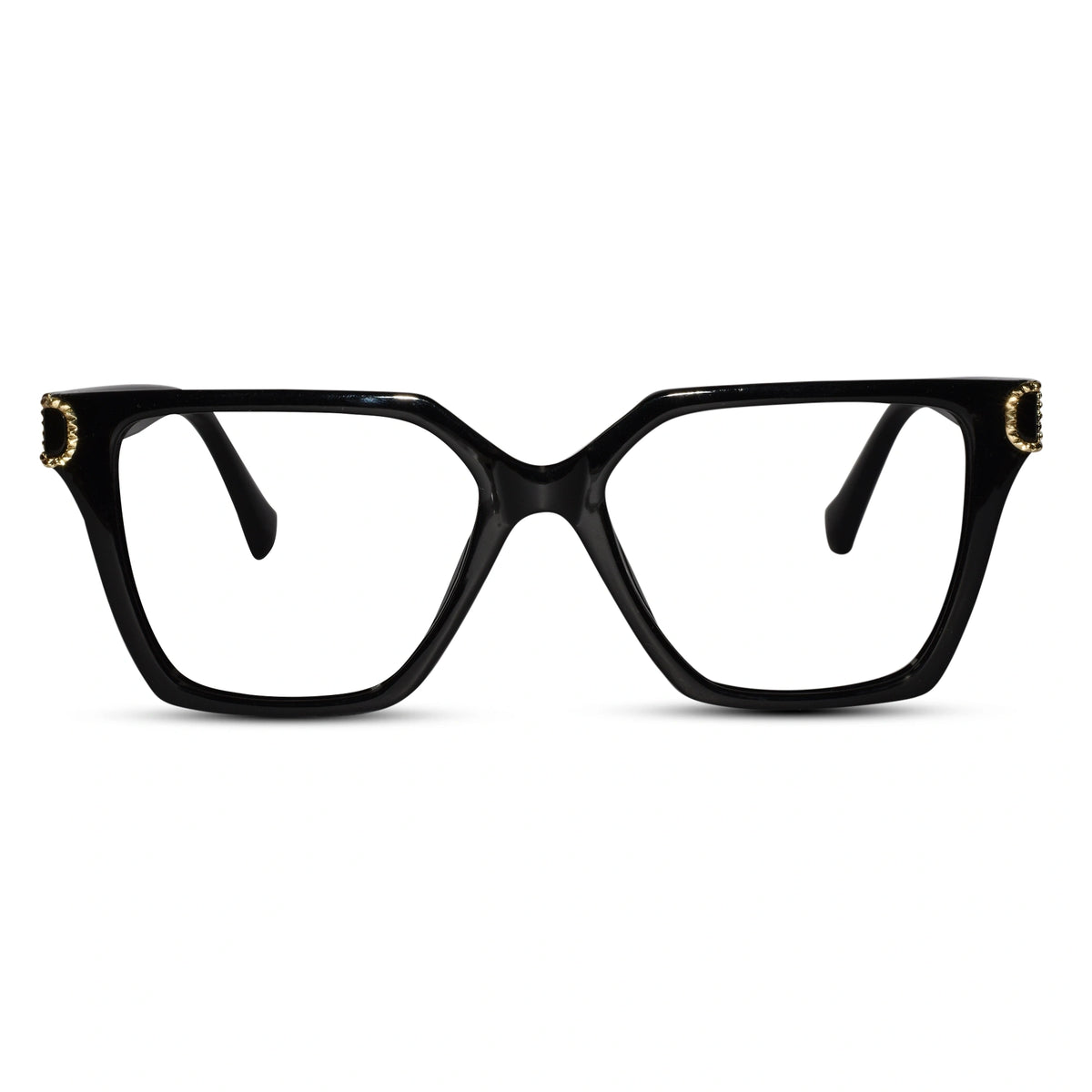 Oversize White Designer Square Eyeglasses For Women LKE23044-Black