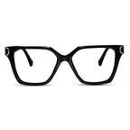 Oversize White Designer Square Eyeglasses For Women LKE23044-Black