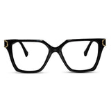 Oversize White Designer Square Eyeglasses For Women LKE23044-Black