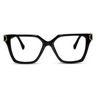 Oversize White Designer Square Eyeglasses For Women LKE23044-Black