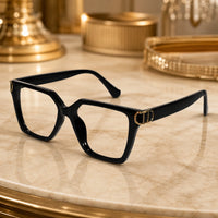 Oversize White Designer Square Eyeglasses For Women LKE23044-Black
